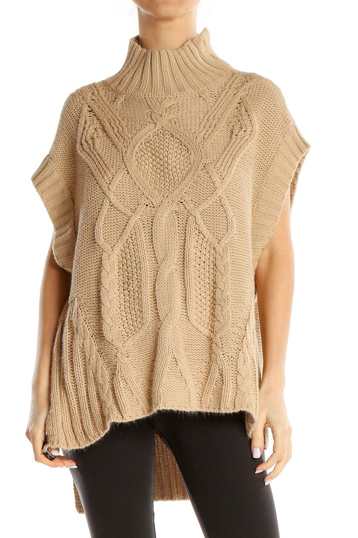 Tan Cable-knit All Day Wear Sweater Vest