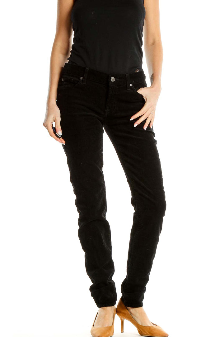 Black Low-Waisted Textured Jeans