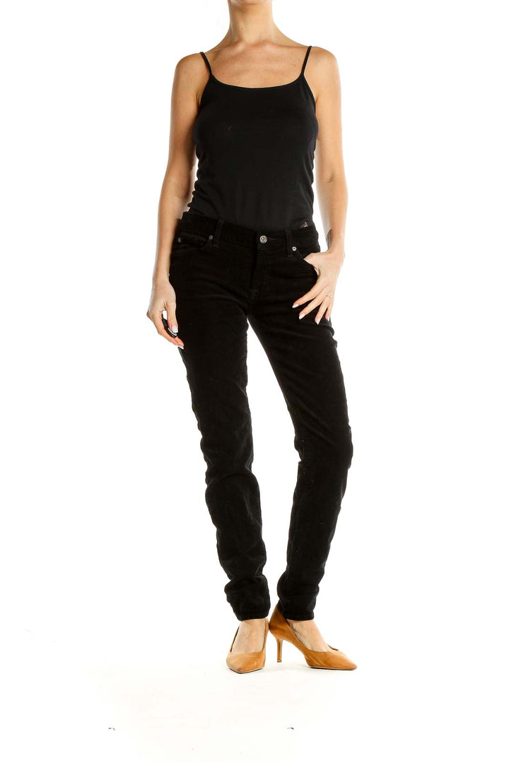 Black Low-Waisted Textured Jeans