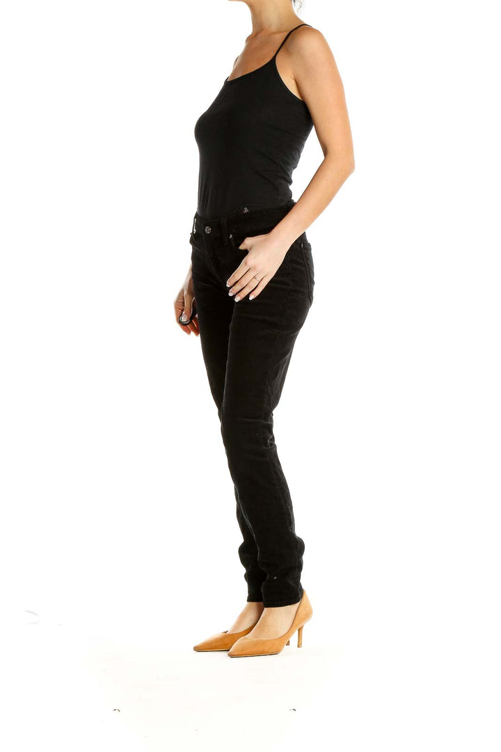 Black Low-Waisted Textured Jeans