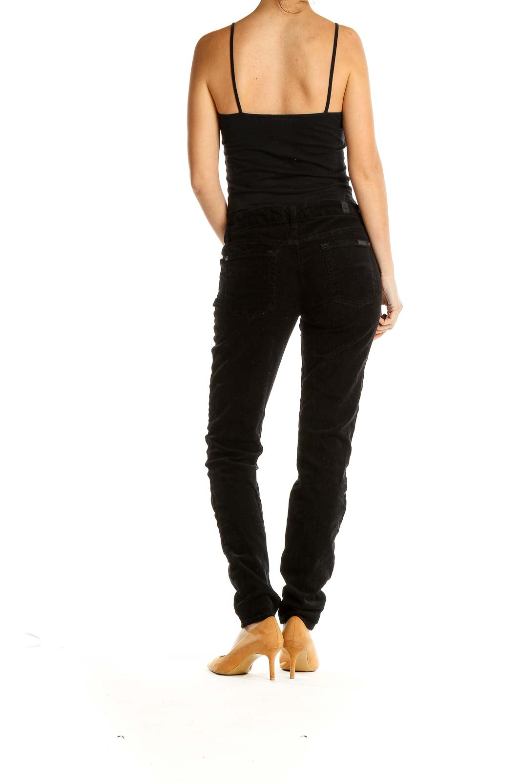 Black Low-Waisted Textured Jeans