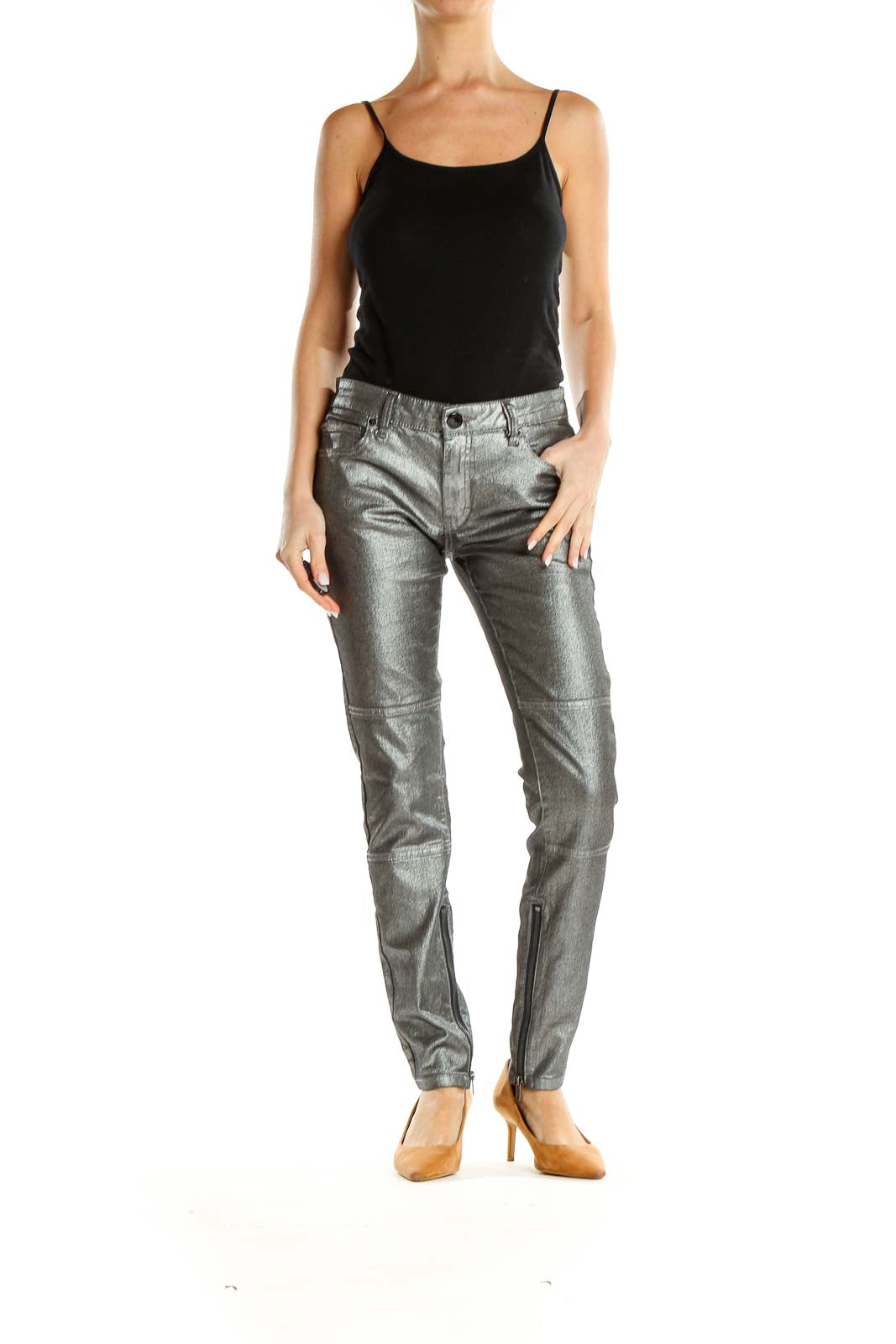 Silver  Metallic Shimmer Jeans