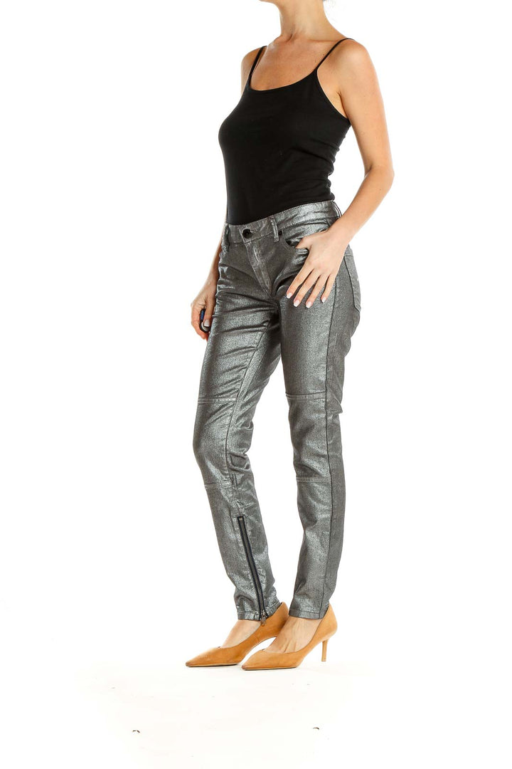 Silver  Metallic Shimmer Jeans