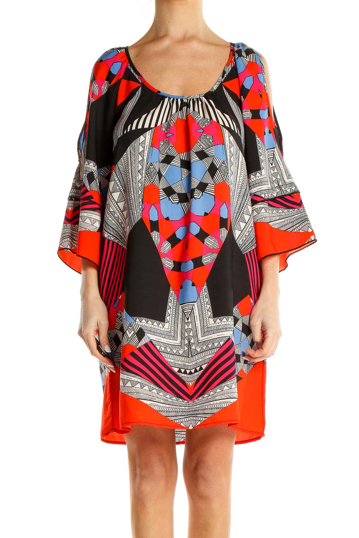 Multicolor Printed Holiday Shift Dress