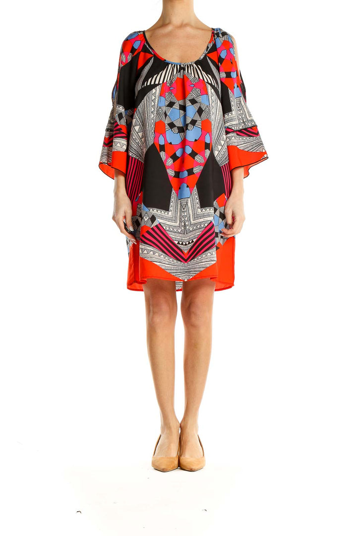 Multicolor Printed Holiday Shift Dress