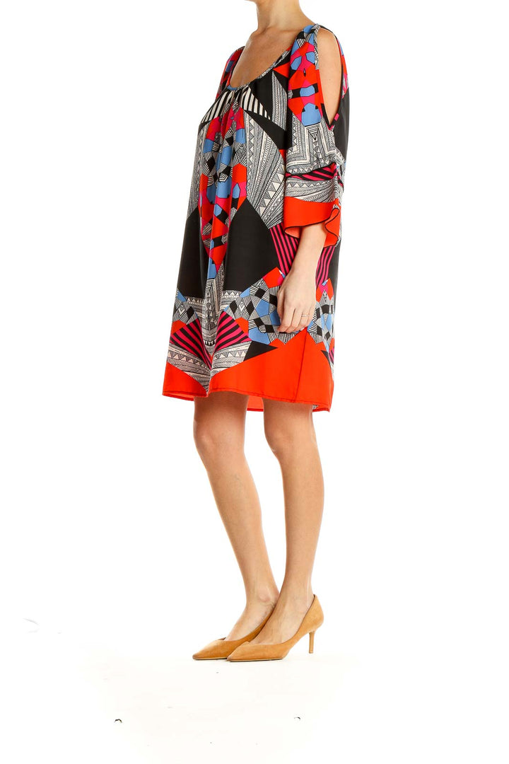 Multicolor Printed Holiday Shift Dress