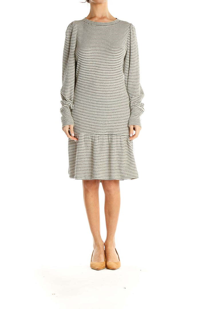 Gray Striped Classic Sweater Dress