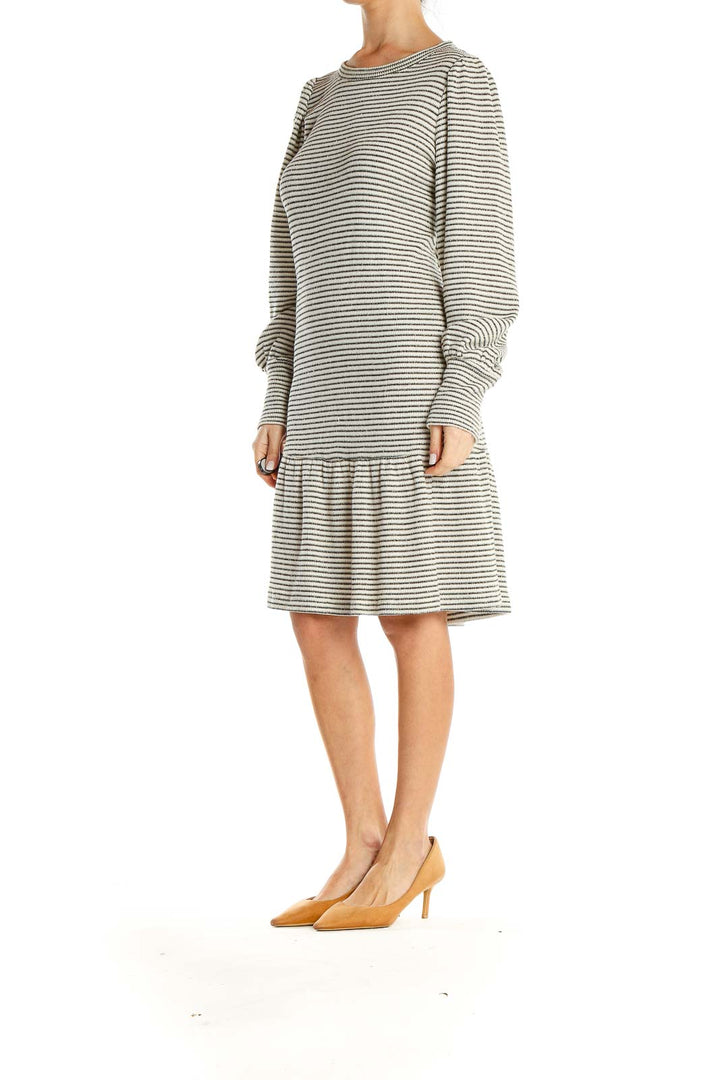 Gray Striped Classic Sweater Dress