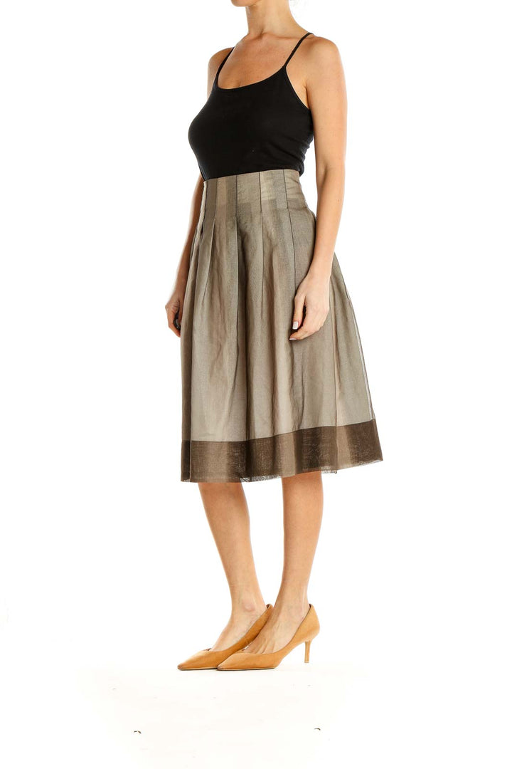 Beige Retro Flared Skirt