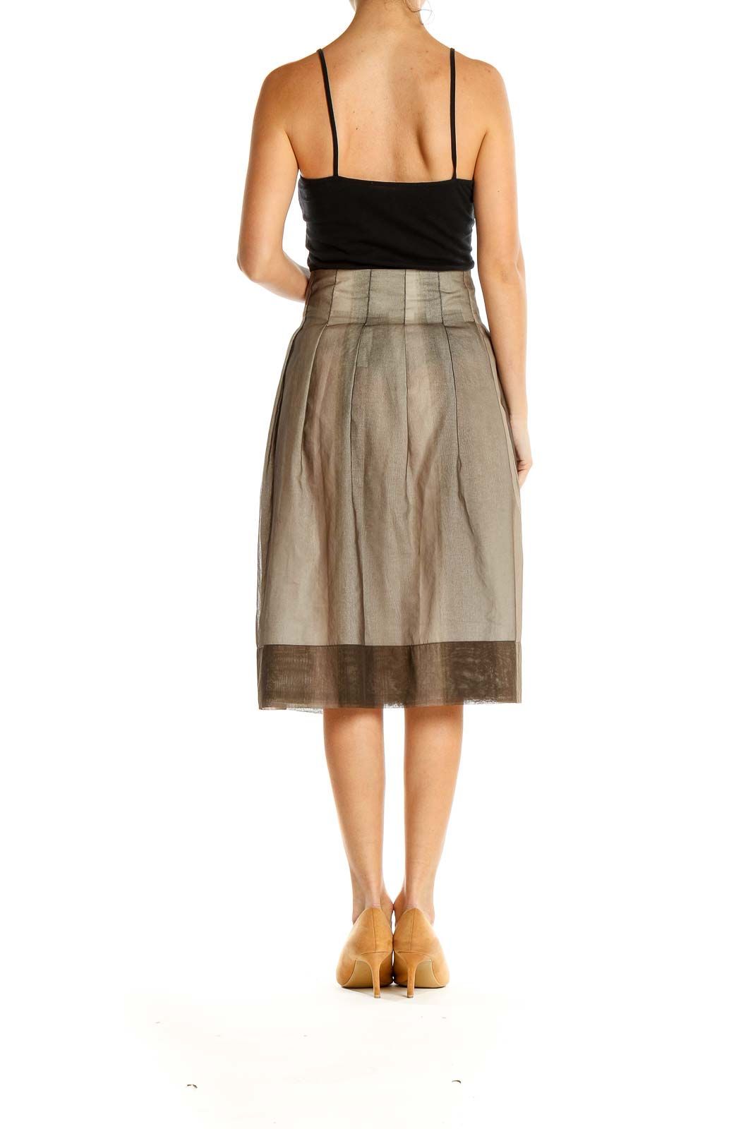 Beige Retro Flared Skirt