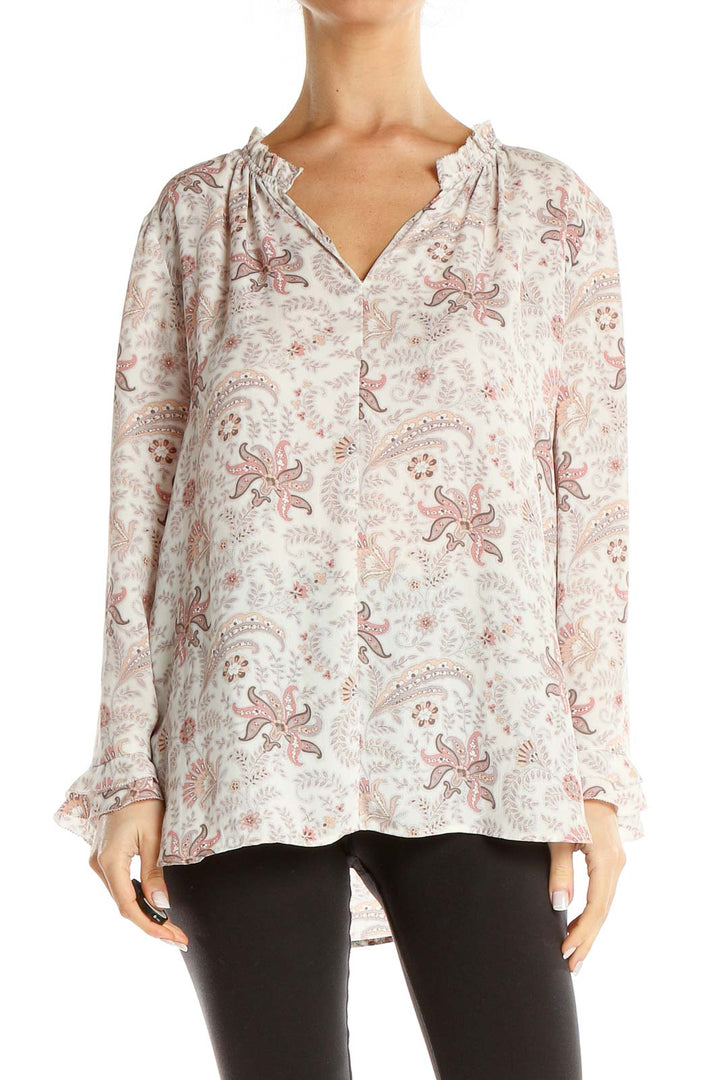 Beige Pink Paisley Classic Blouse