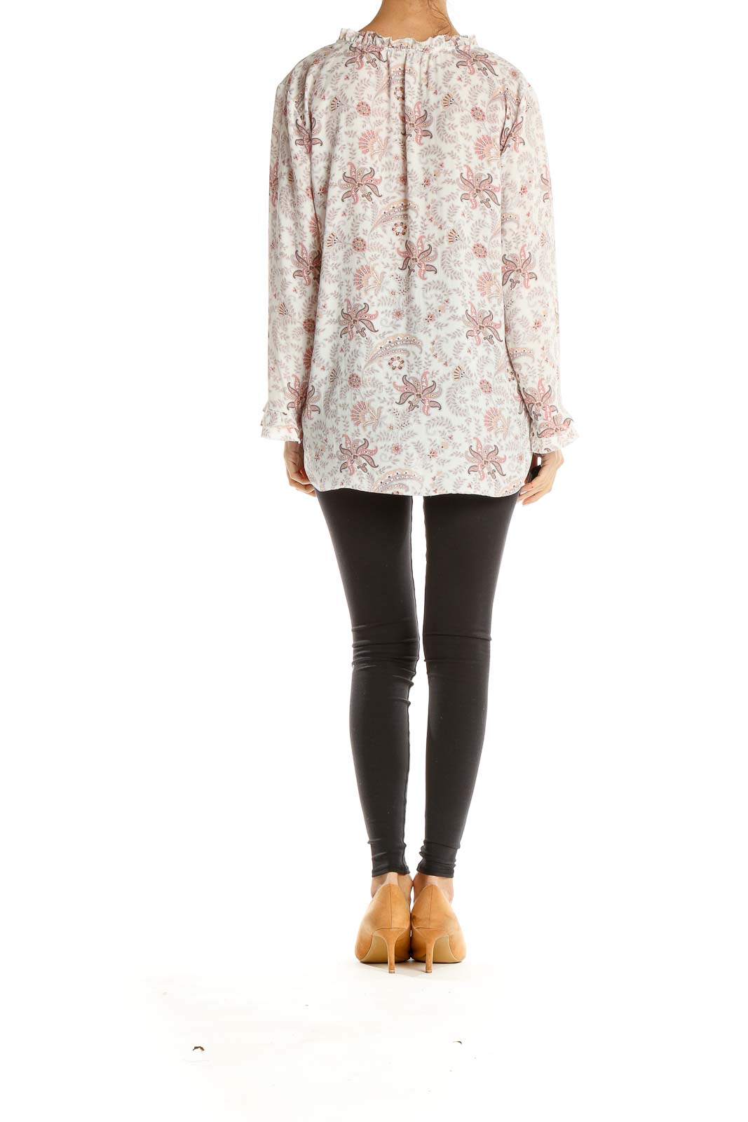 Beige Pink Paisley Classic Blouse