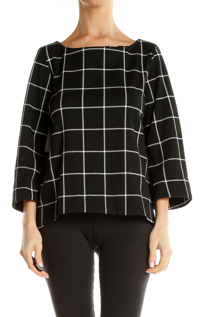 Black Checkered All Day Wear Top