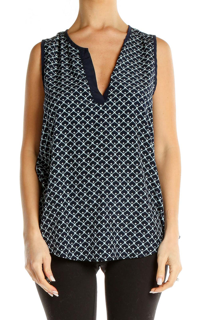 Blue Printed Casual Top