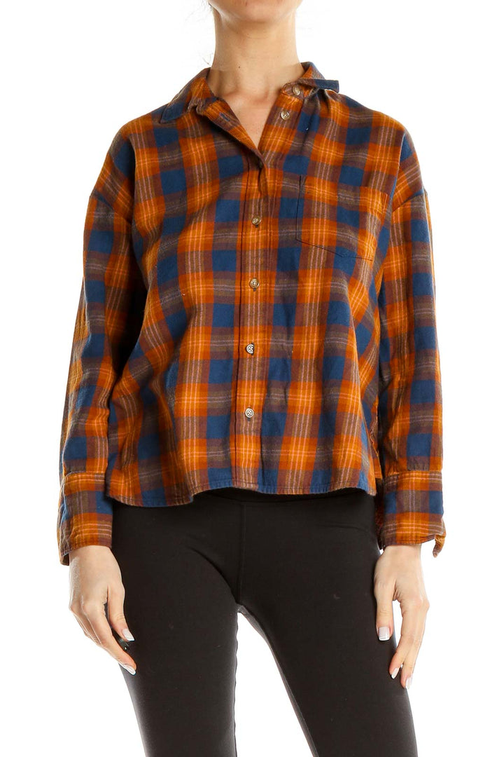 Blue Orange Checkered All Day Wear Top