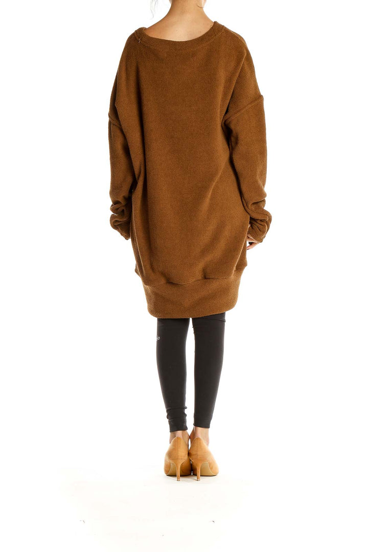 Back view of brown oversized knit sweater dress from Free People