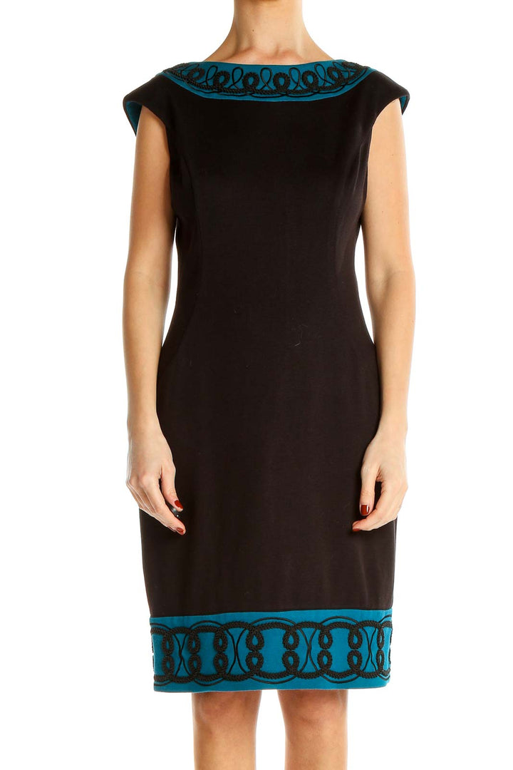 Black Blue Work Sheath Dress