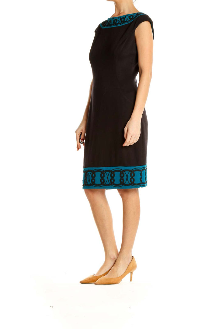 Black Blue Work Sheath Dress