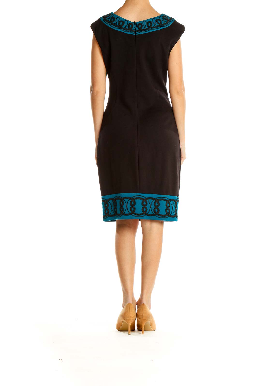 Black Blue Work Sheath Dress