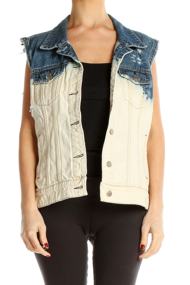 Blue and White Ombre Denim Vest