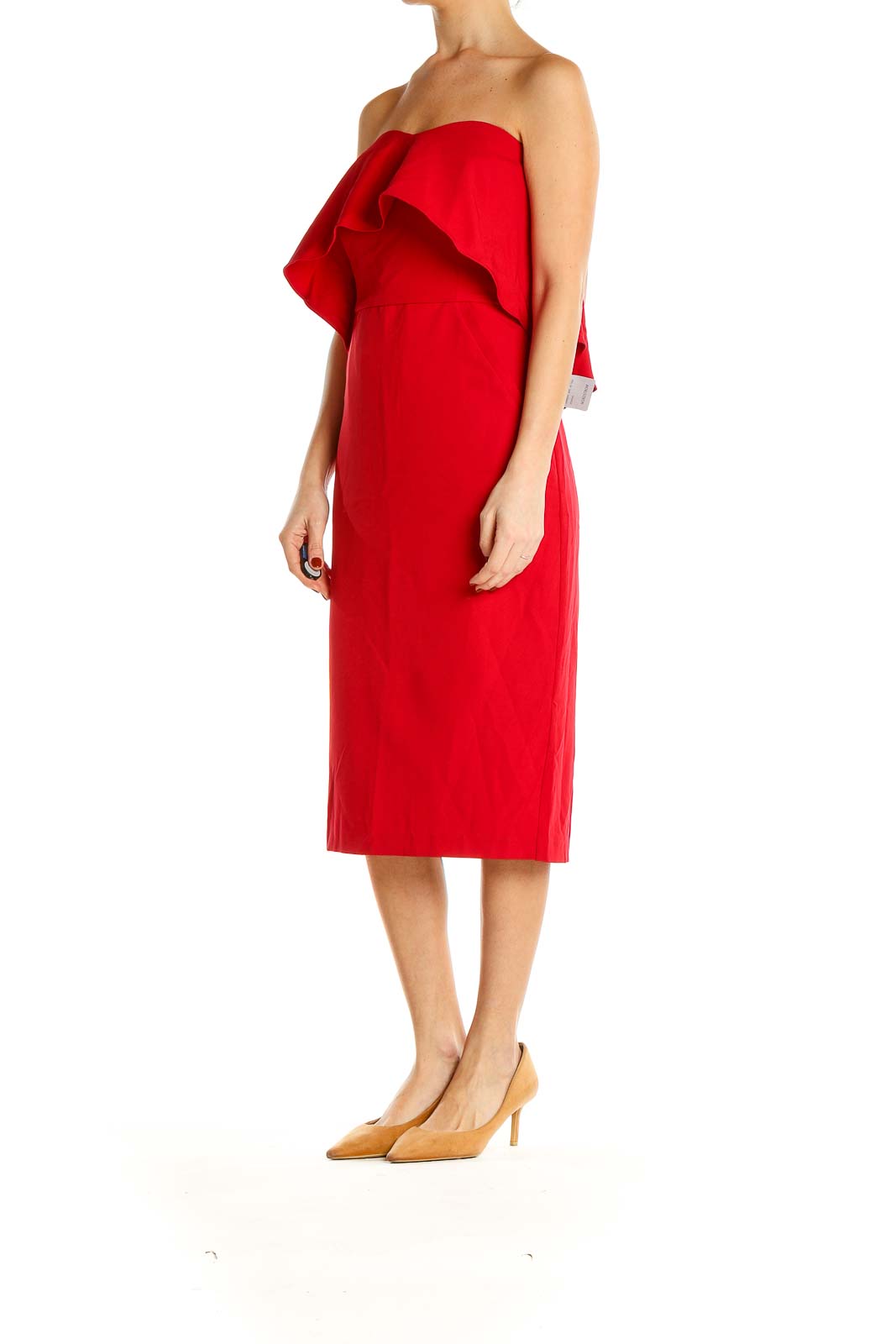 Red Strapless Cocktail Sheath Dress