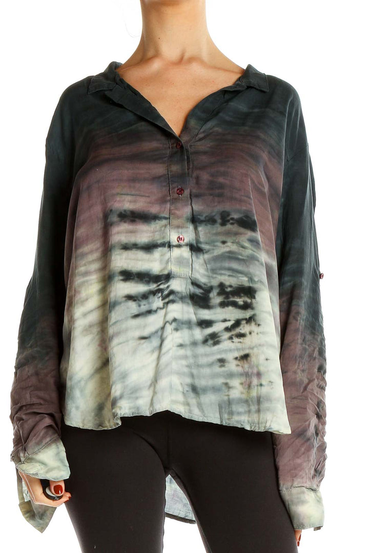 Gray Tie And Dye Blouse