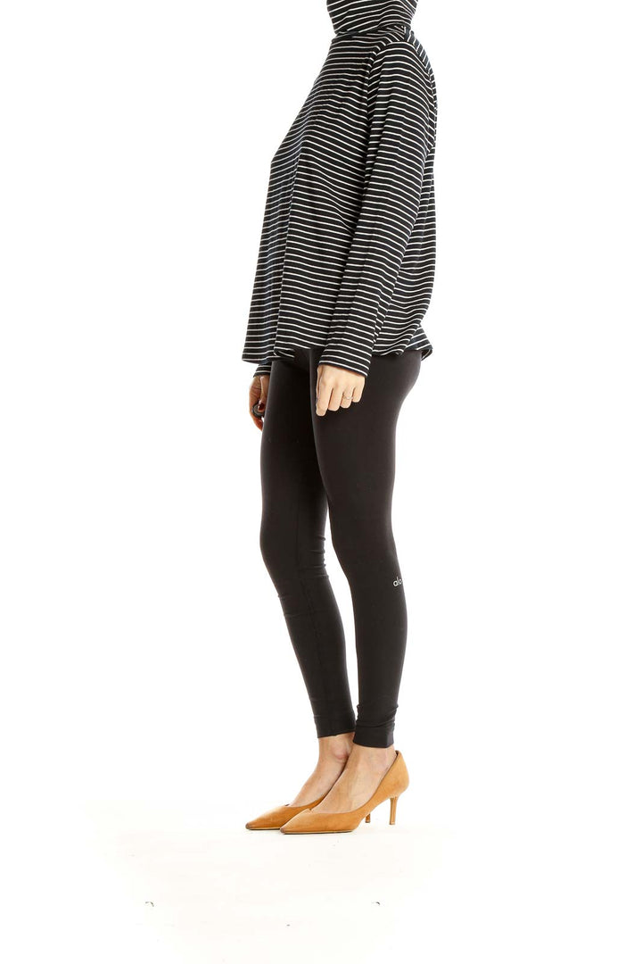 Black Striped Casual Turtleneck