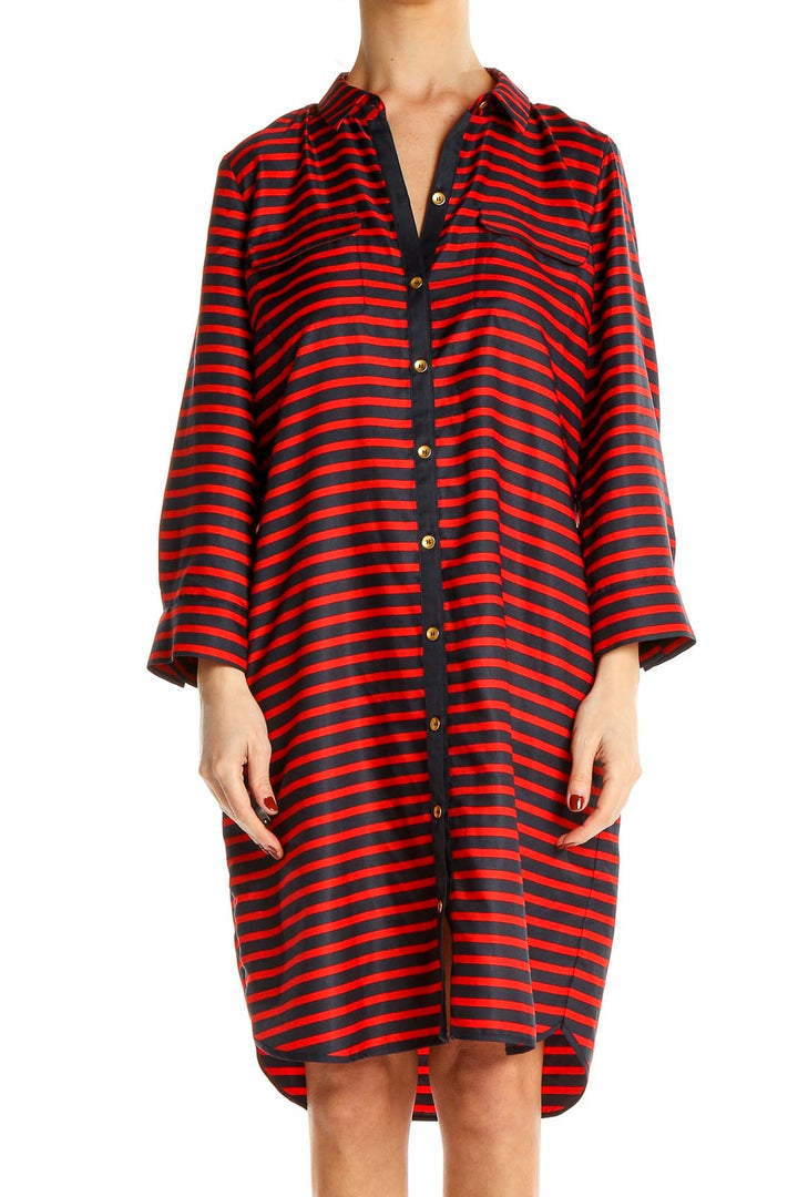 Red Striped Shirt Dress