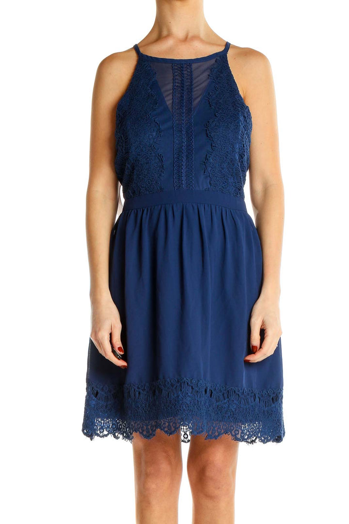 Blue Lace Fit & Flare Dress