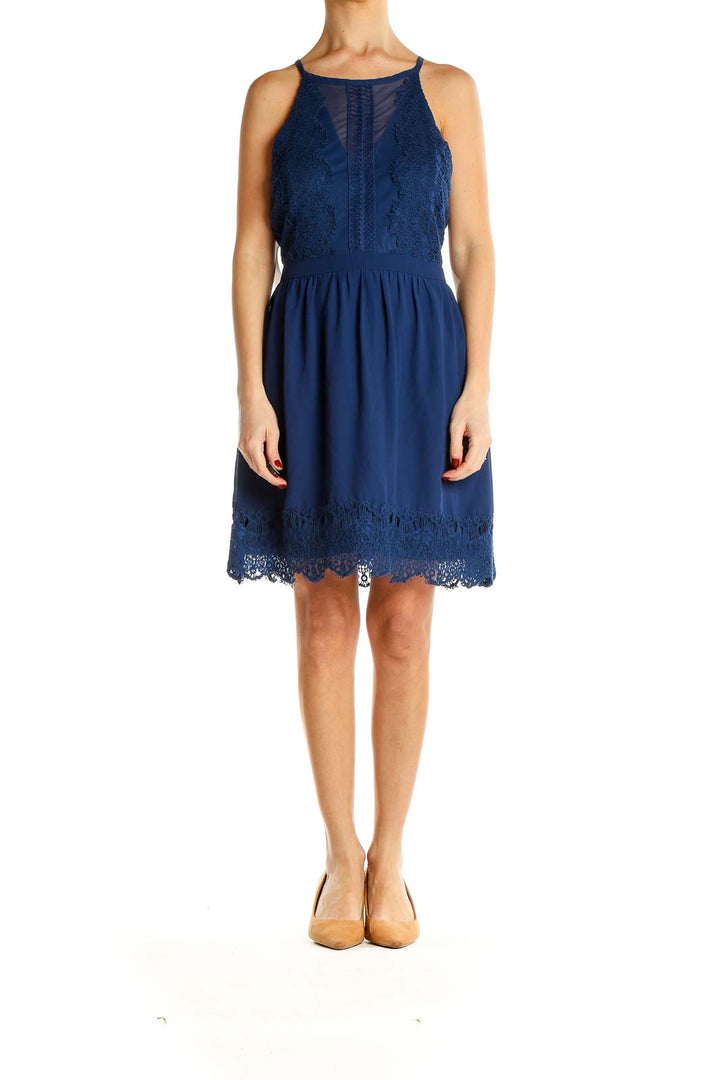 Blue Lace Fit & Flare Dress