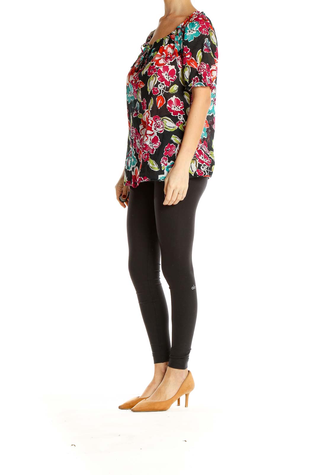 Black Floral Print Blouse