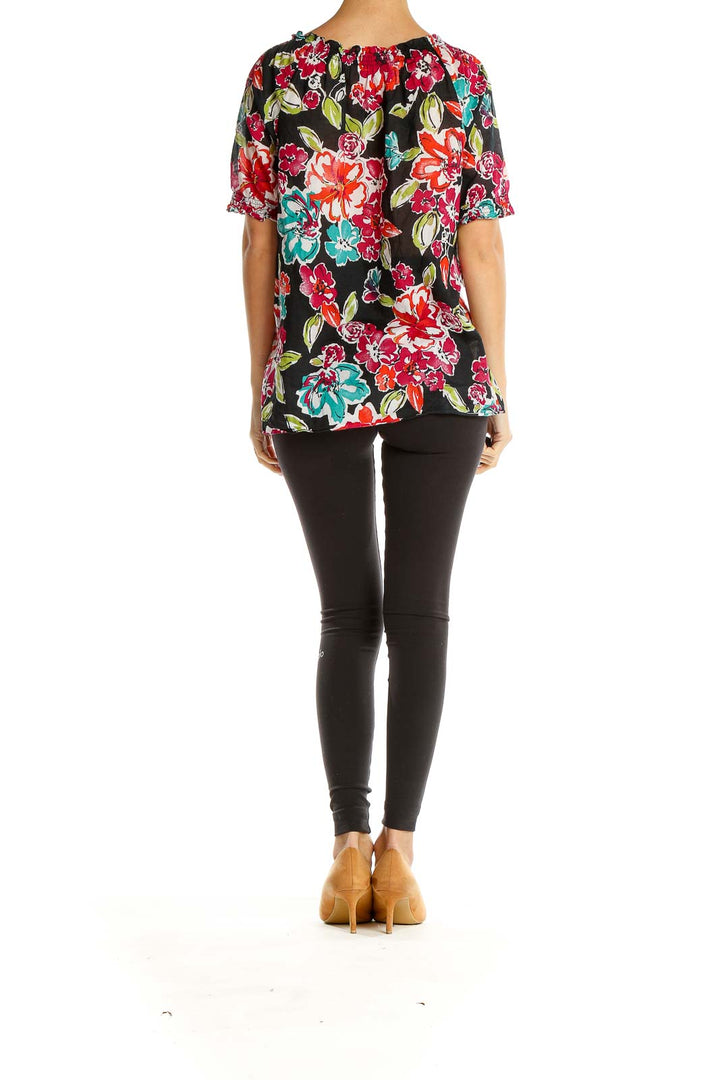 Black Floral Print Blouse