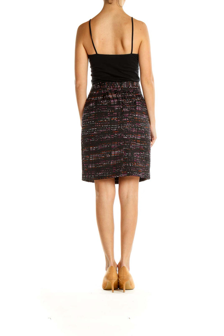 Black Pink Tweed Chic A-Line Skirt