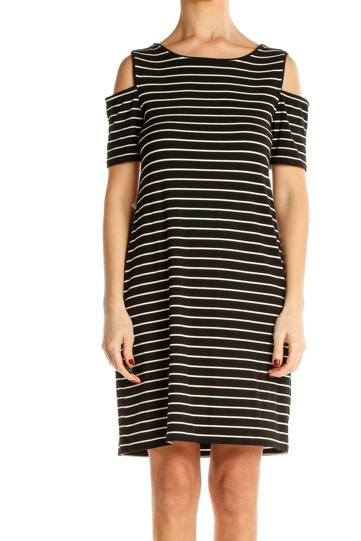 Black Striped Classic Shift Dress