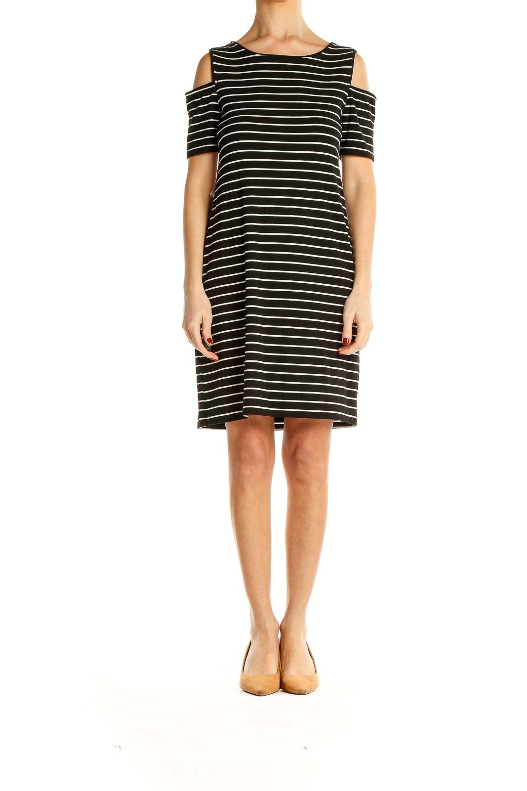 Black Striped Classic Shift Dress