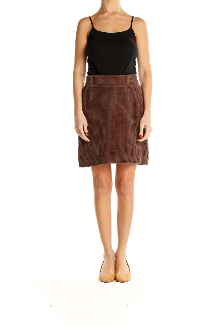 Brown Chic Corduroy Skirt