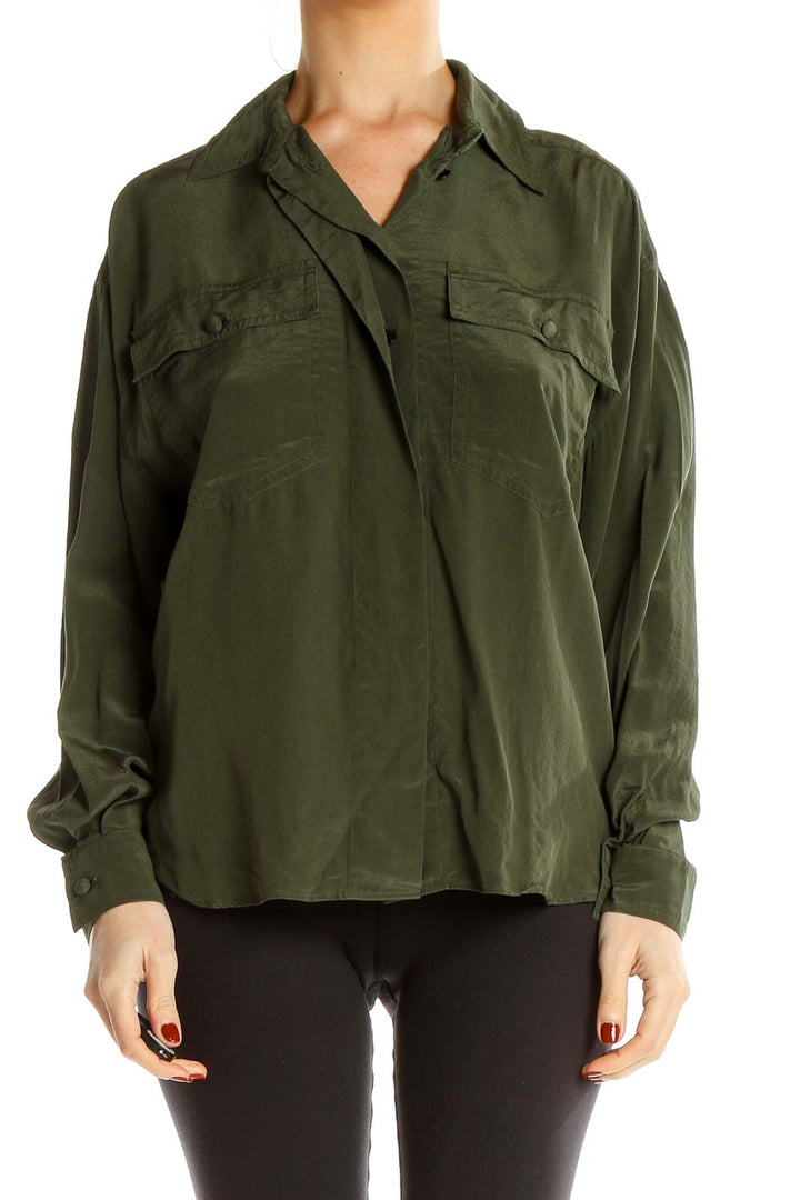 Green All Day Wear Silk Shirt