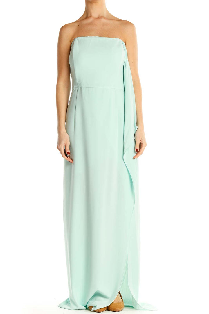 Blue Formal Strapless Column Dress