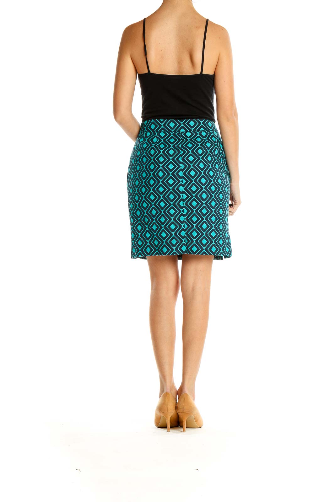 Blue Printed Party A-Line Skirt