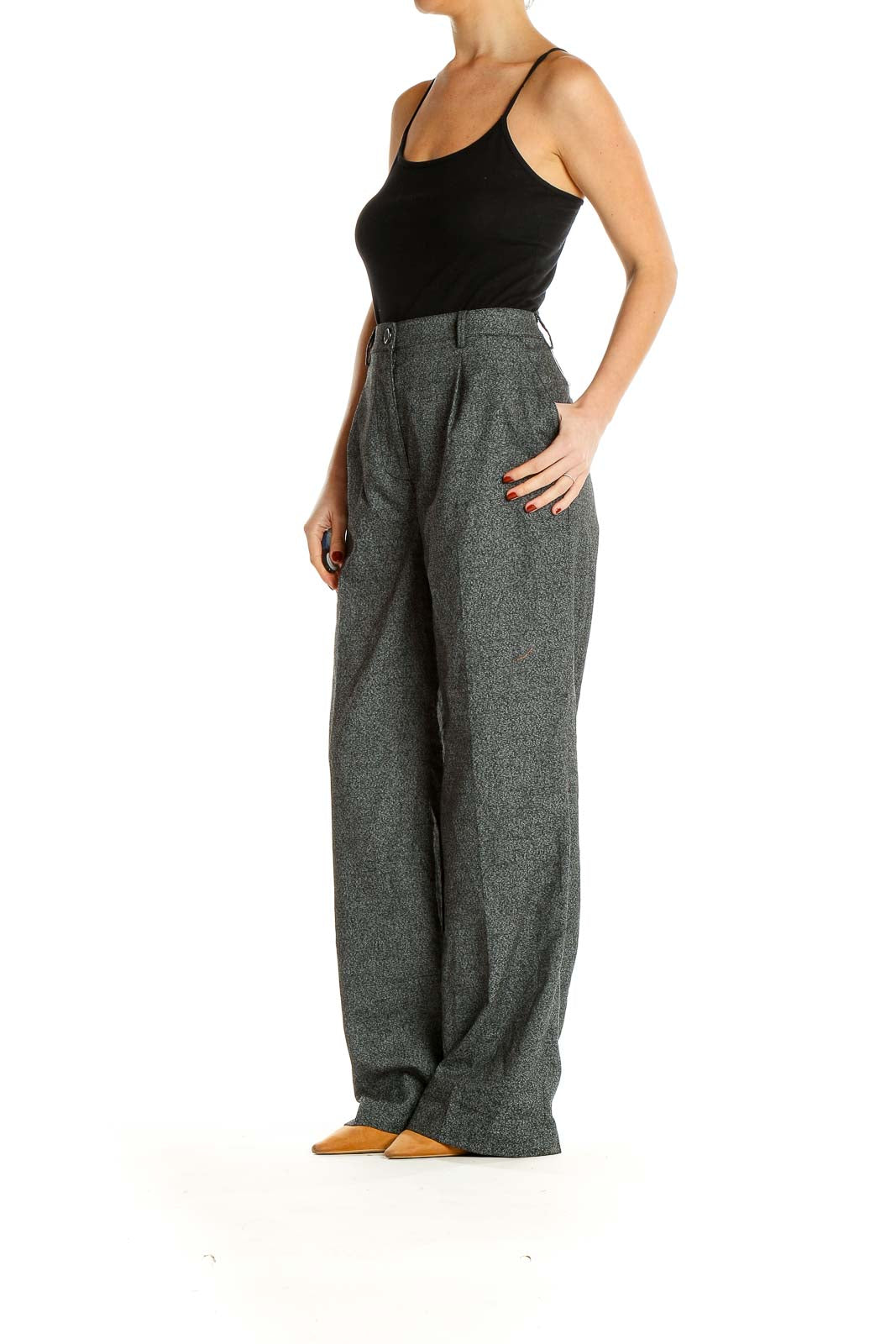 Gray Textured Work Trousers