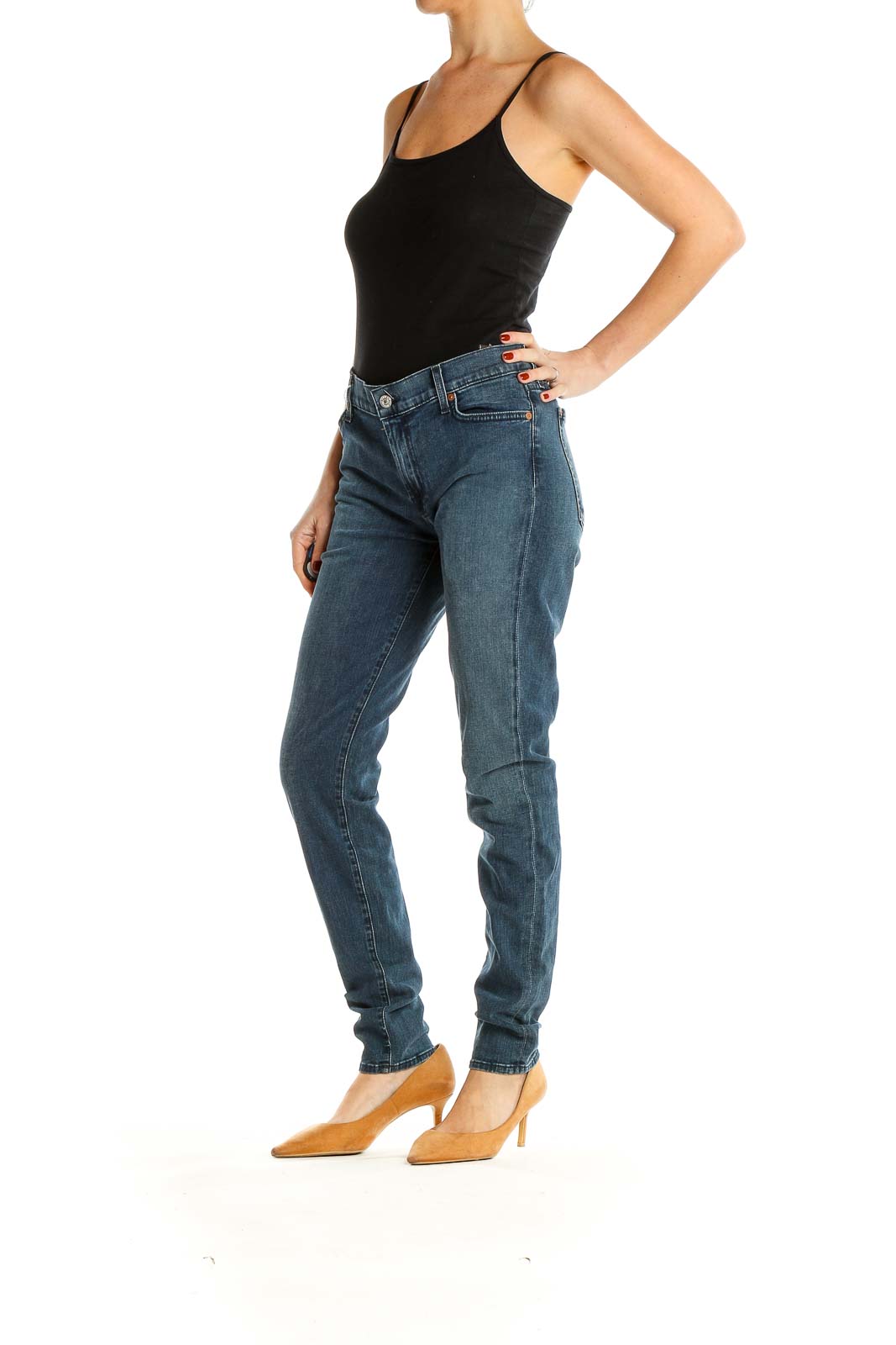 Blue Slim Fit Straight Leg Jeans