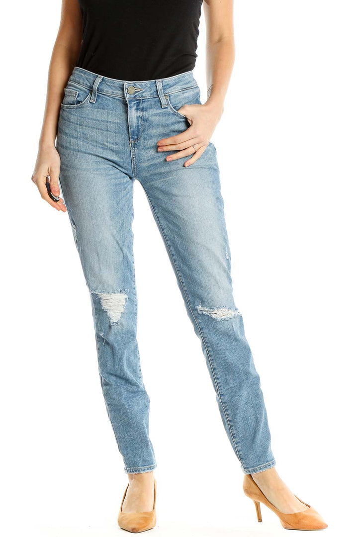 Blue Distressed Skinny Jeans