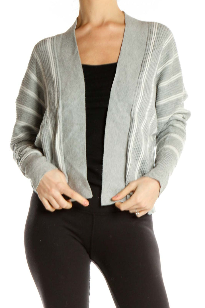 Gray Striped Cardigan