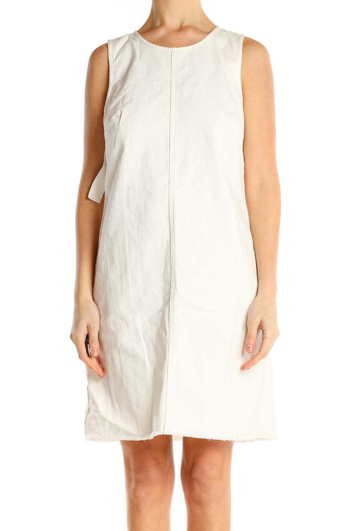 White Cotton Classic Shift Dress