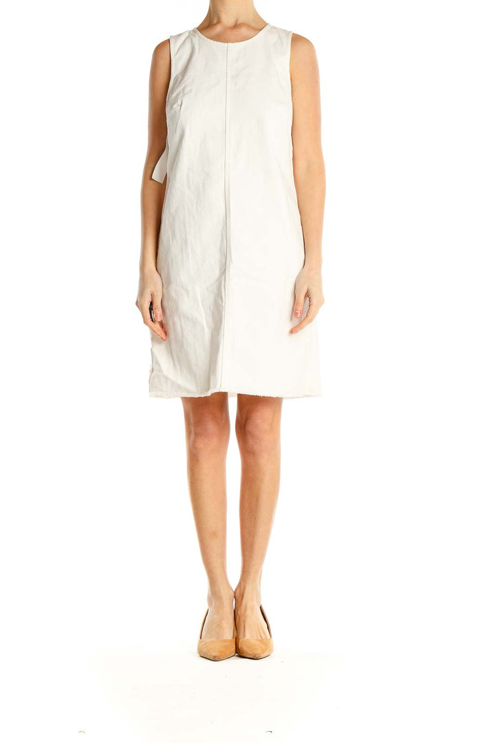 White Cotton Classic Shift Dress