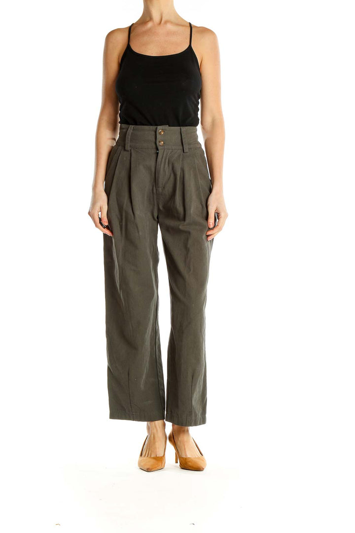 Green High Waisted Wide Leg Pants