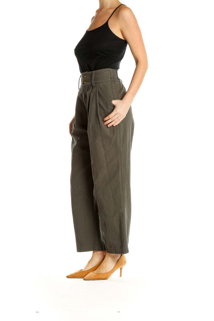 Green High Waisted Wide Leg Pants