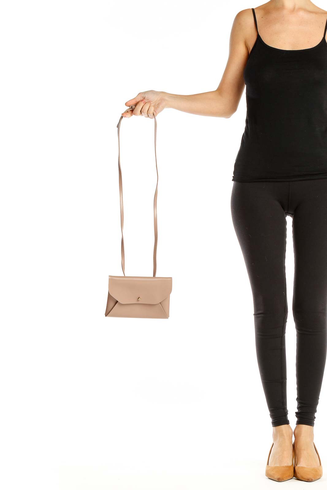 Beige Vegan Leather Crossbody Bag