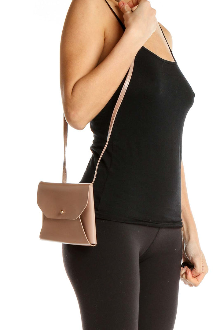 Beige Vegan Leather Crossbody Bag