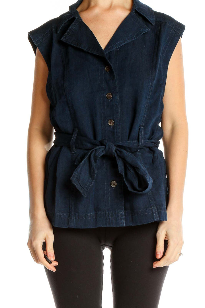 Blue Denim Structured Wrap Top